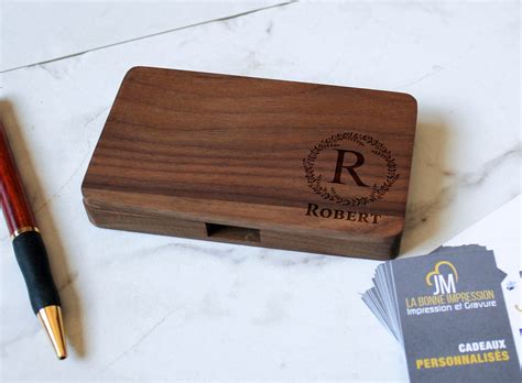 personalized wooden business card holder.